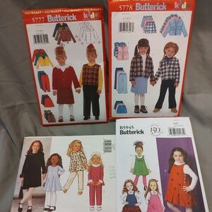 BNNU Set Of 4 Butterick Children's Sewing Patterns